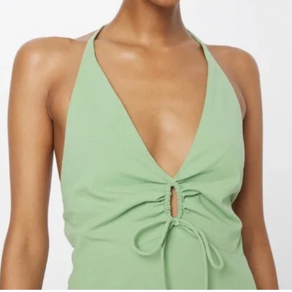 GUC A&F Halter Keyhole Midi dress size SMALL PETITE in light green - Picture 3 of 10